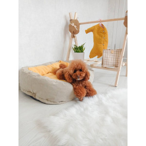 Лежак для собак лежанка для собак і котів Donut розмір XL жовтий. Photo 2